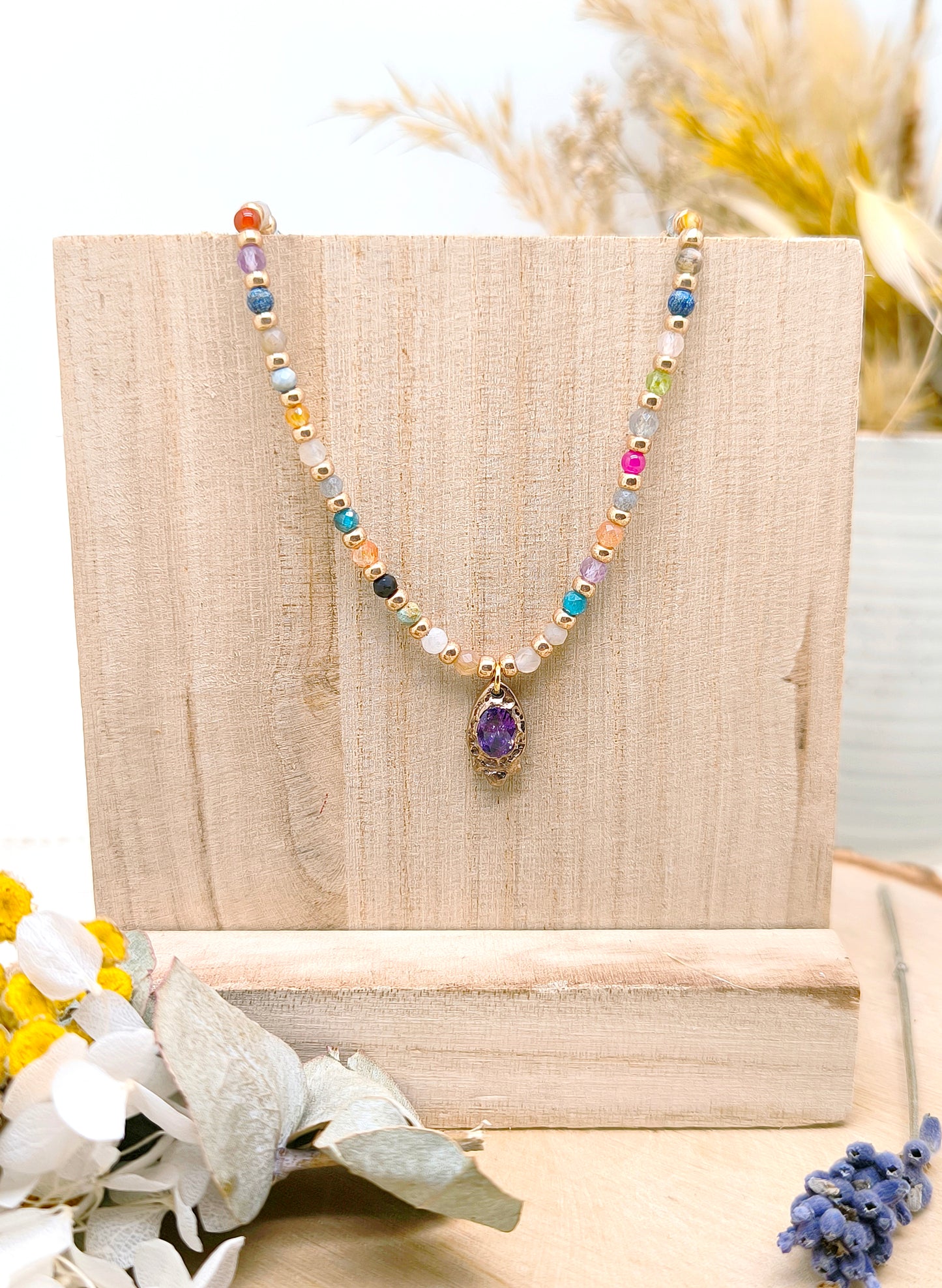 Collier bohème bronze et oxyde de zirconium : La Pythie