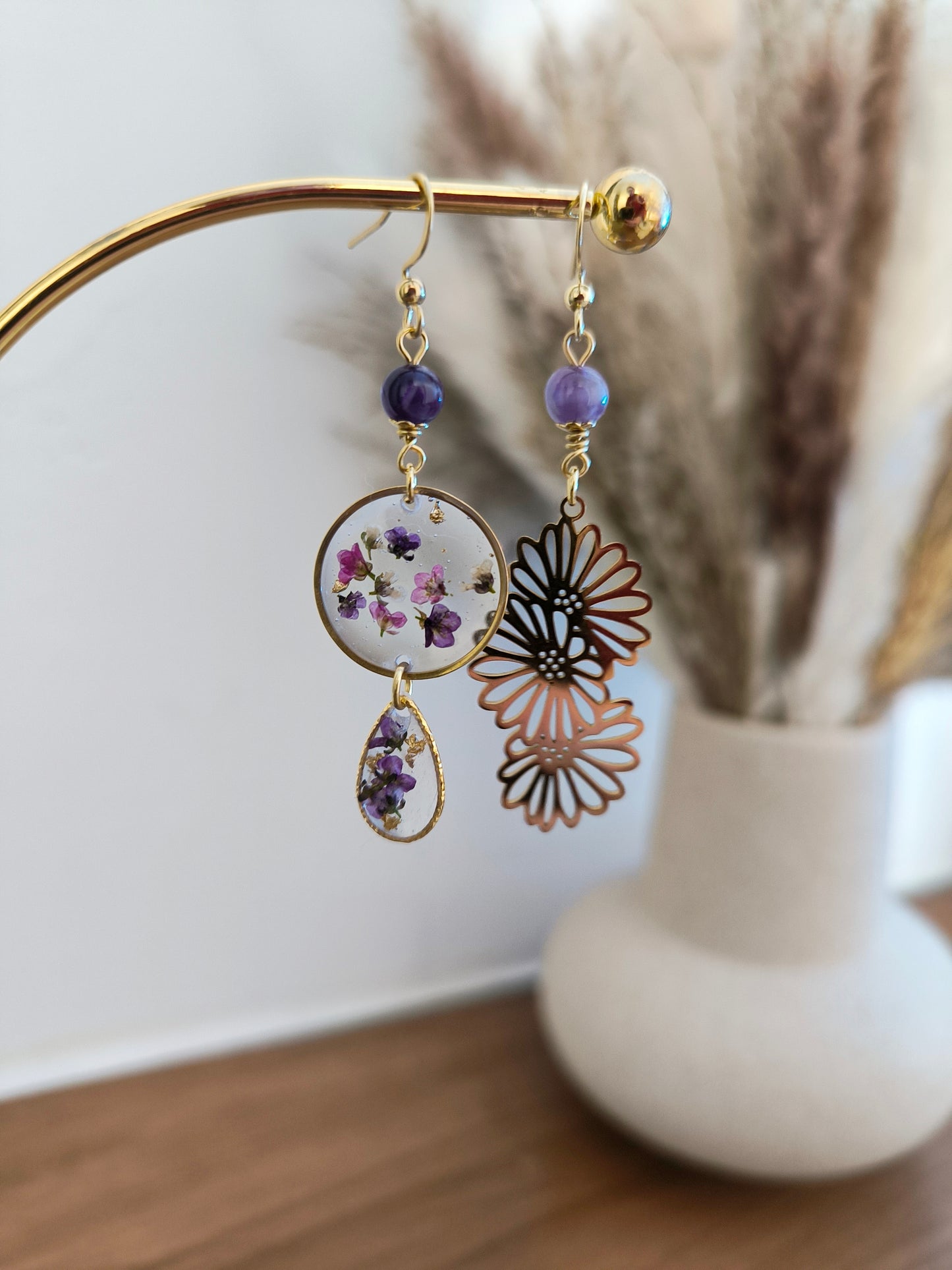Boucles d'oreilles asymétriques : Le bouquet d'Alysse