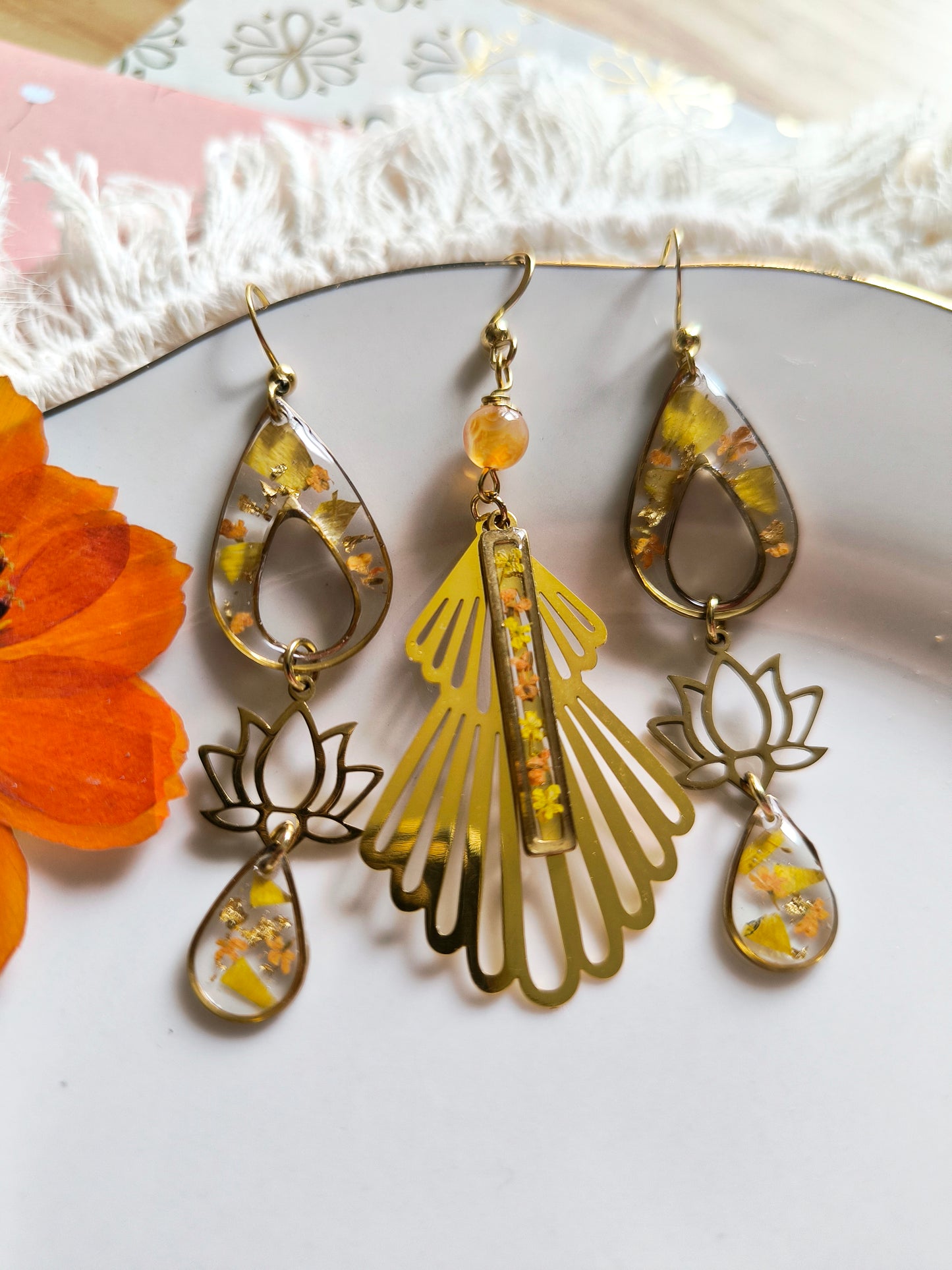 Boucles d'oreilles asymétriques trio : Jaipur