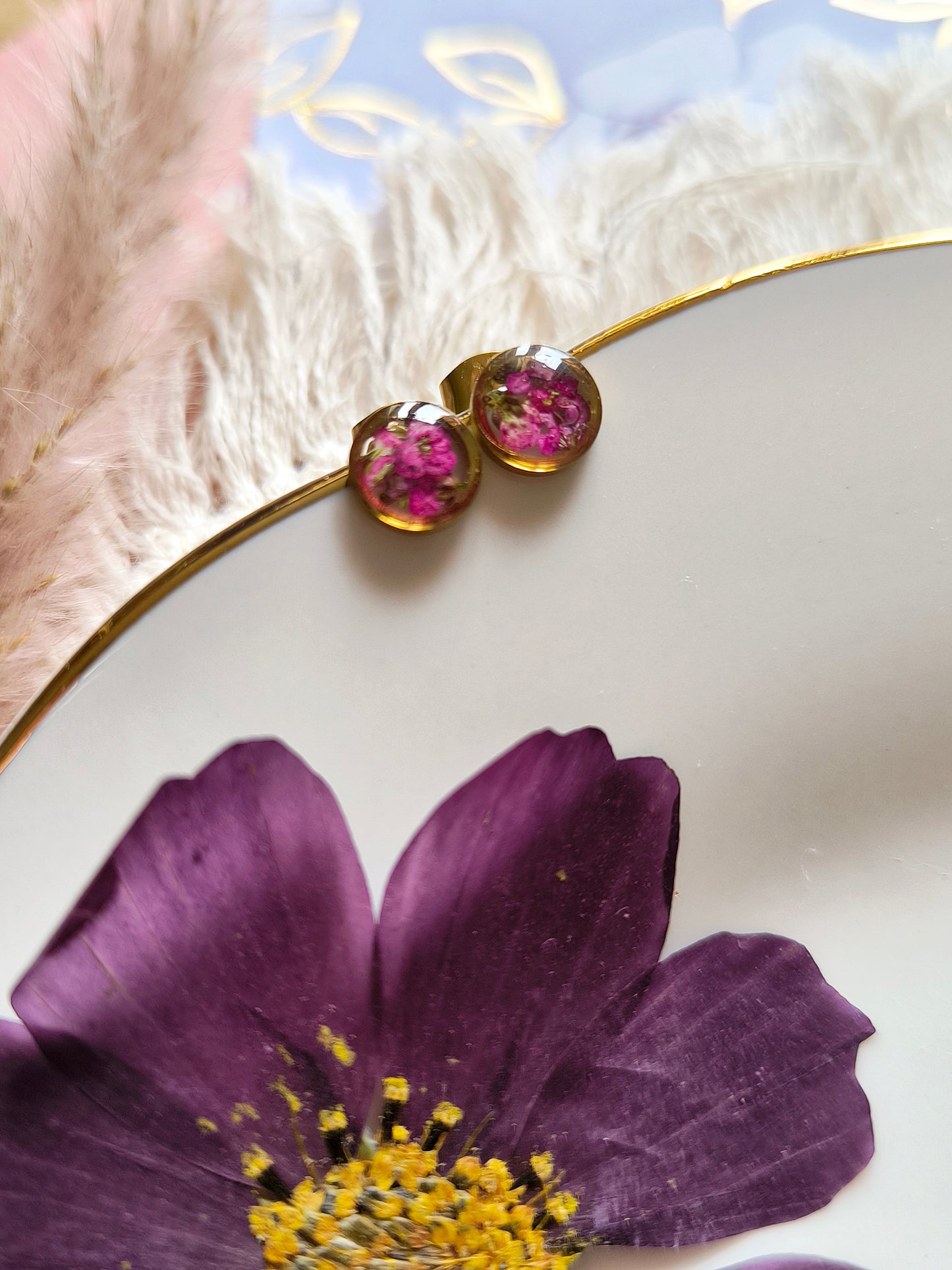 Boucles d'oreilles puces rondes : Cœur d'Alysse