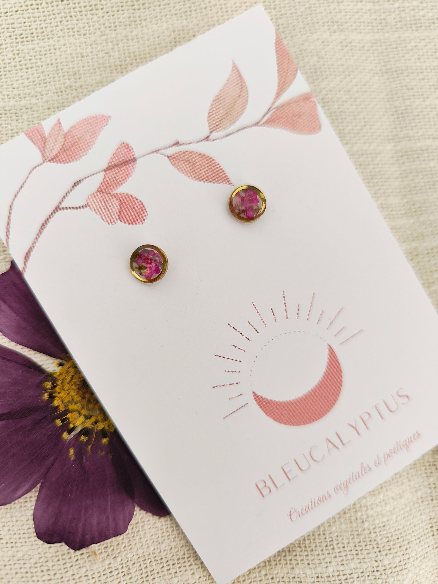 Boucles d'oreilles puces rondes : Cœur d'Alysse