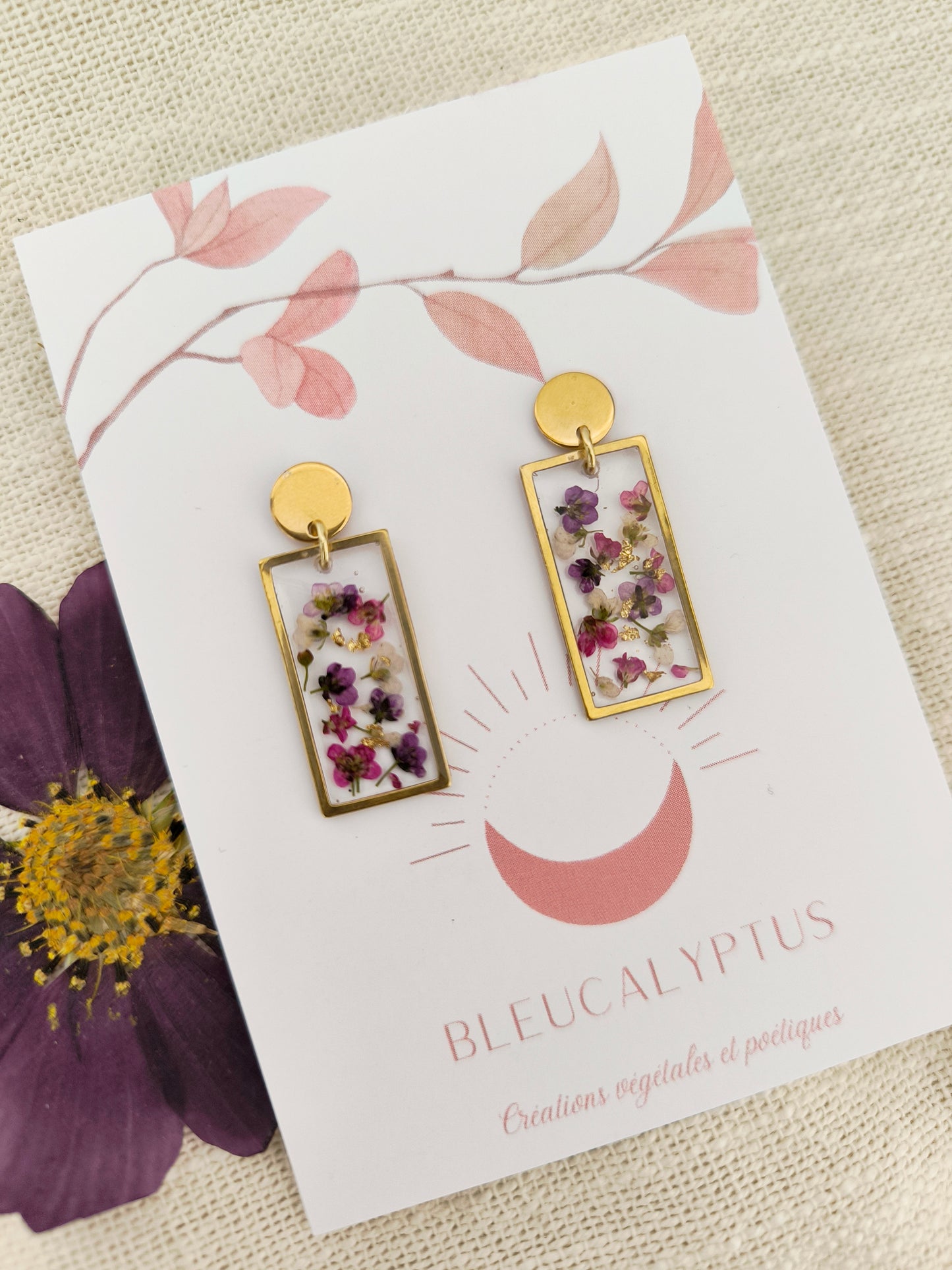 Boucles d'oreilles rectangulaires : Le portrait d'Alysse