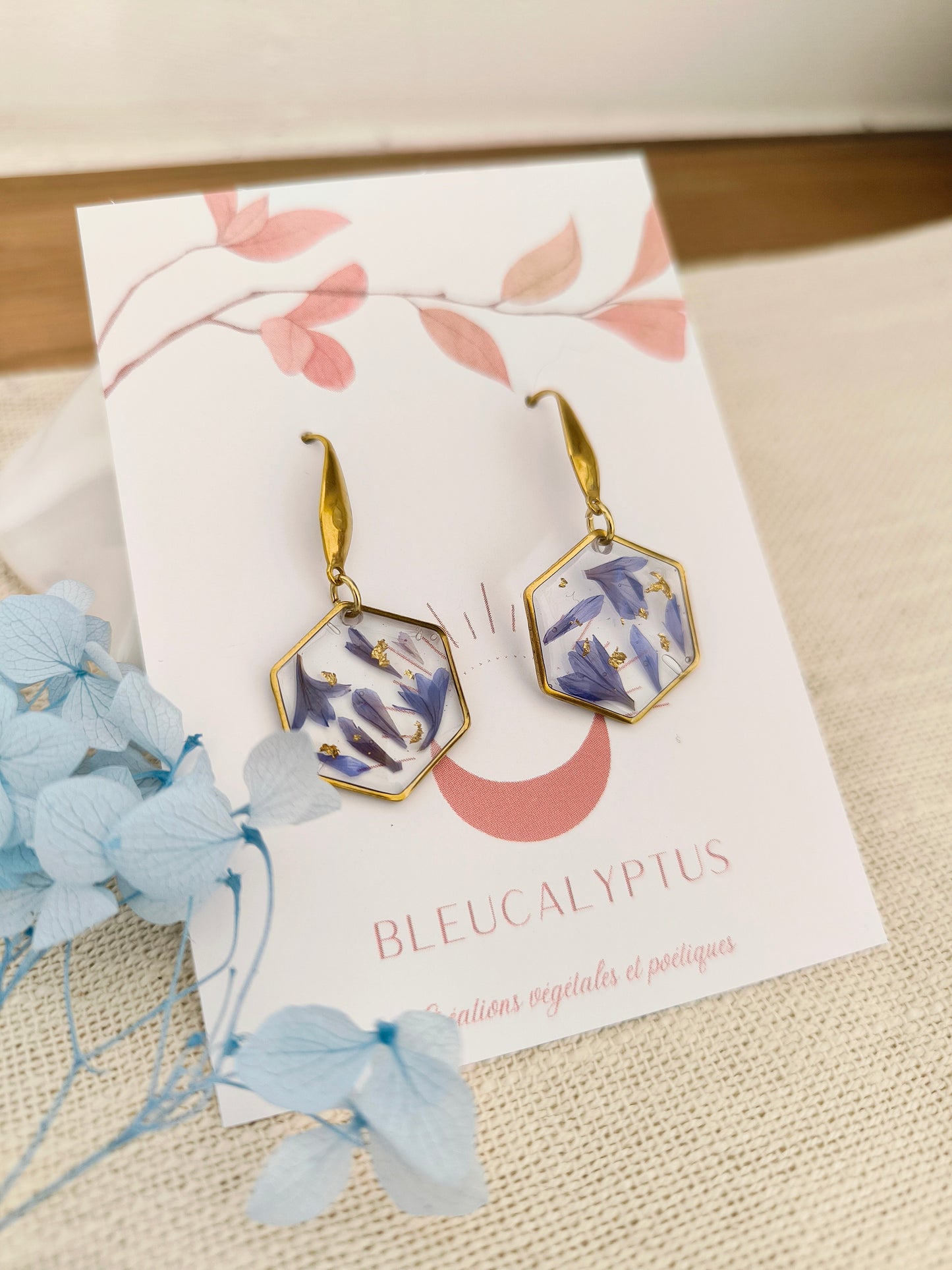 Boucles d'oreilles mosaïque - bleuet
