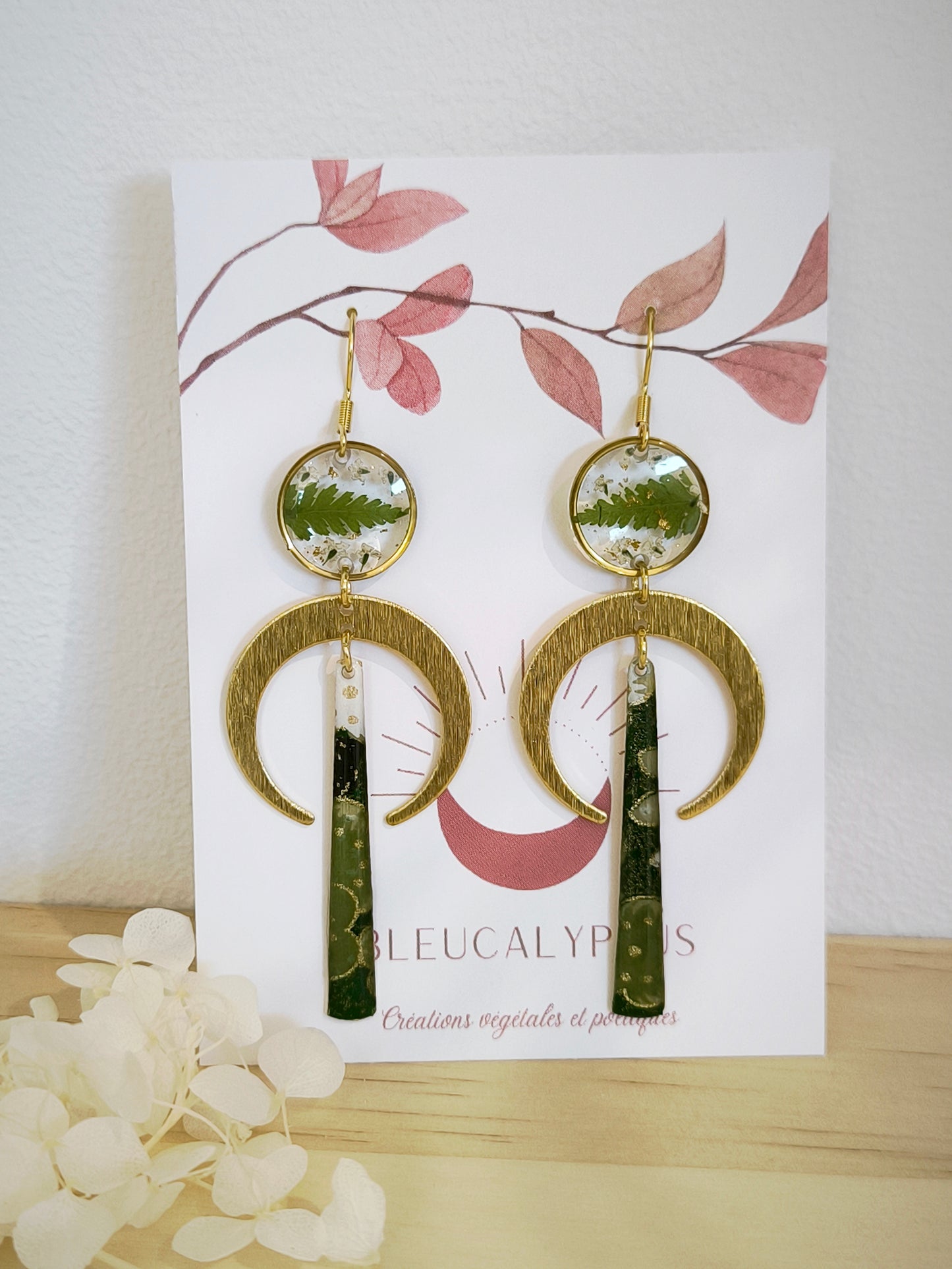 Boucles d'oreilles florales : Forêt Nipponne au clair de lune
