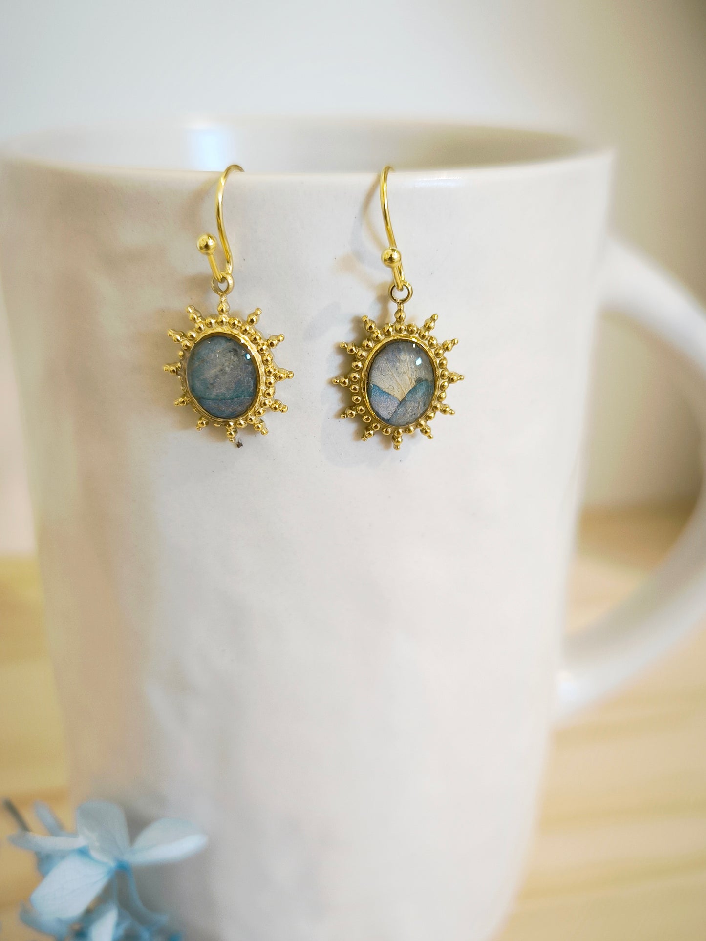 Boucles d'oreilles florales : Eclipse florale - bleu