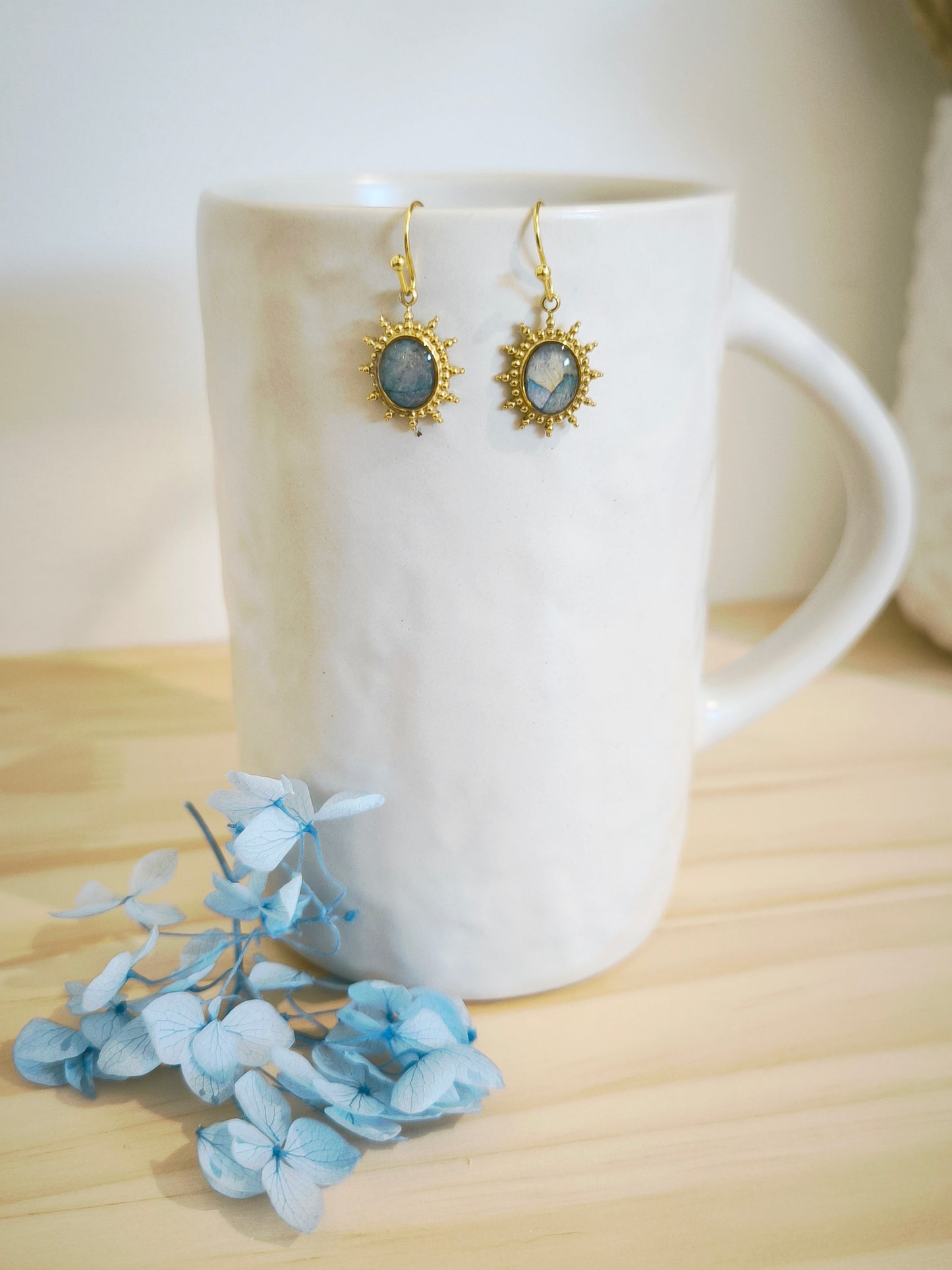 Boucles d'oreilles florales : Eclipse florale - bleu