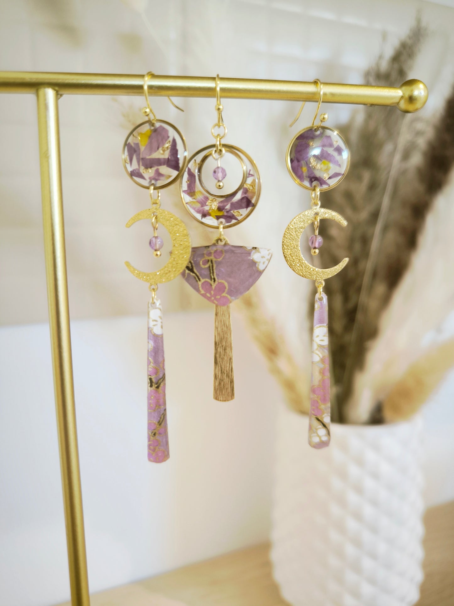 Boucles d'oreilles florales : L'aube sous les cerisiers