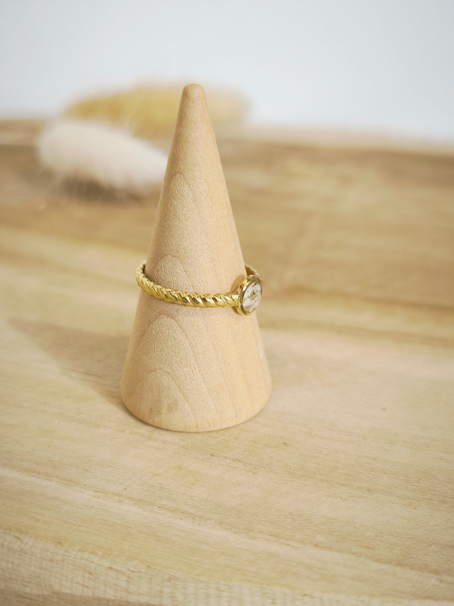 Bague florale : Mini Alysse blanche