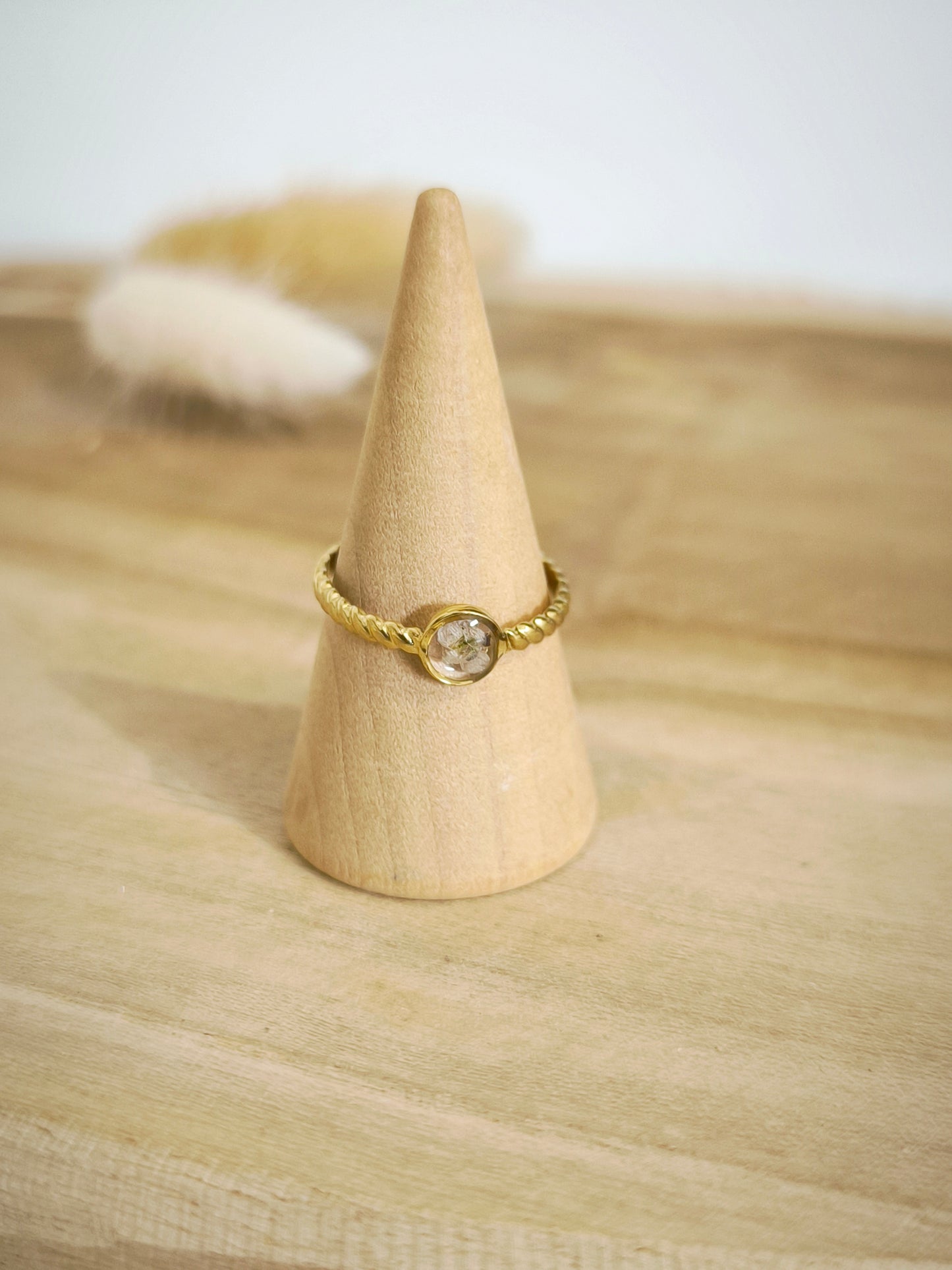 Bague florale : Mini Alysse blanche