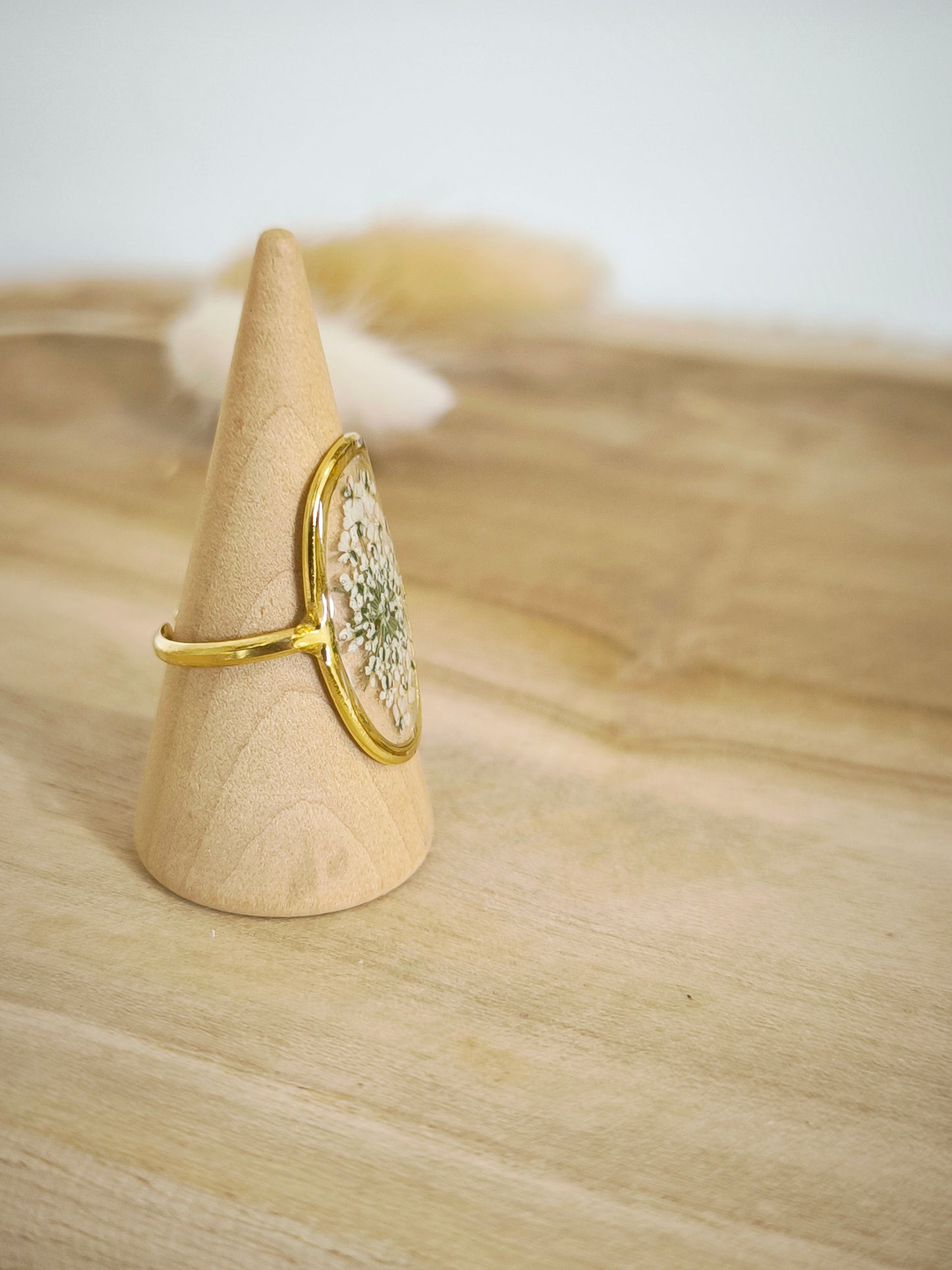 Bague florale ovale : Fleur de carotte