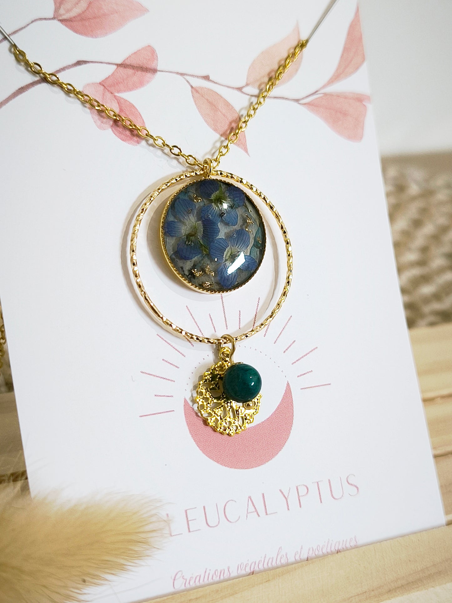 Grand Collier sautoir cercle : Bleu