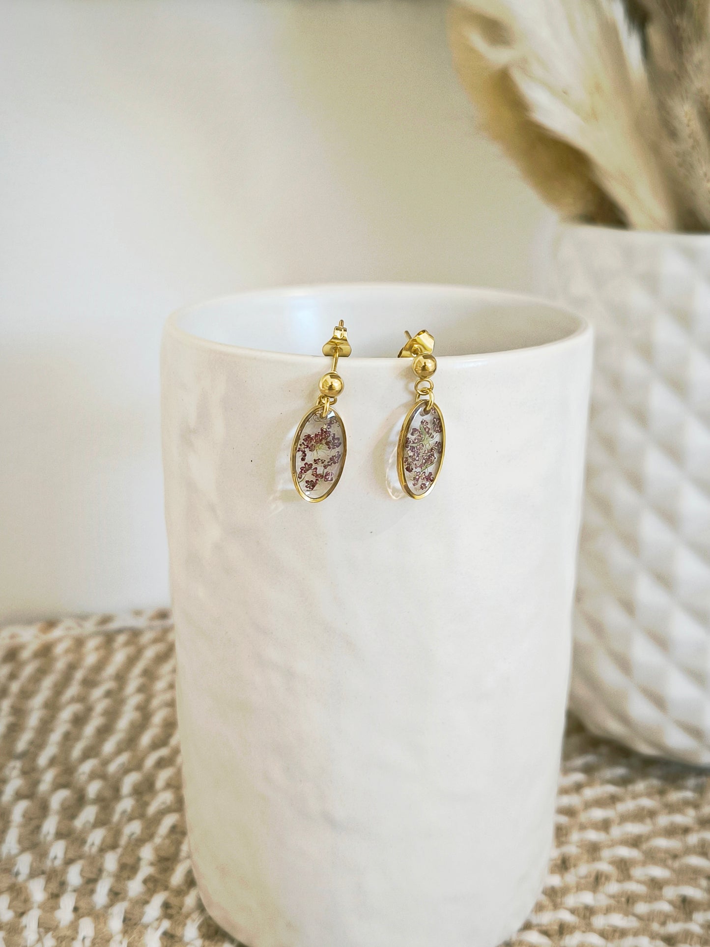 Mini Boucles d'oreilles florales : Fleur de carotte