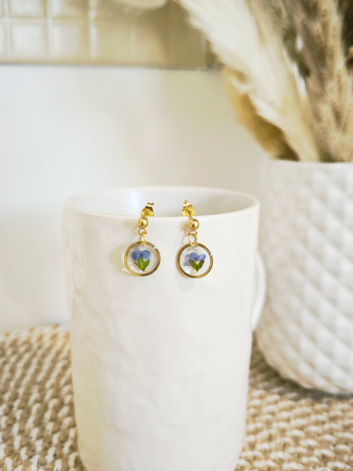 Mini Boucles d'oreilles florales : Myosotis