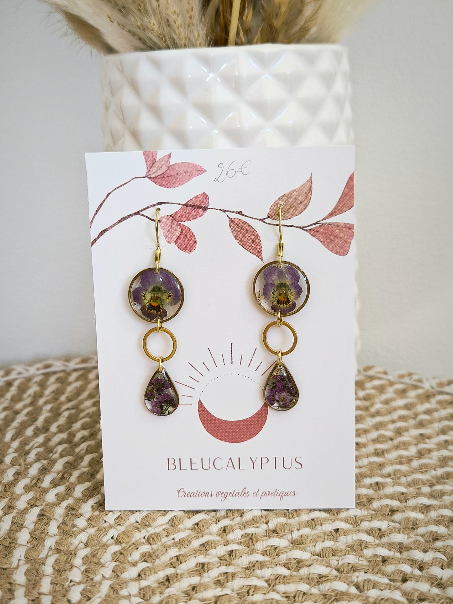 Boucles d'oreilles bohèmes pendantes : Jolie pensée