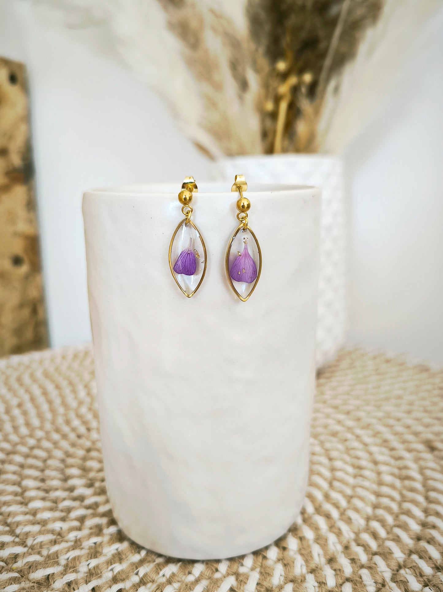 Mini Boucles d'oreilles florales : Aubriète