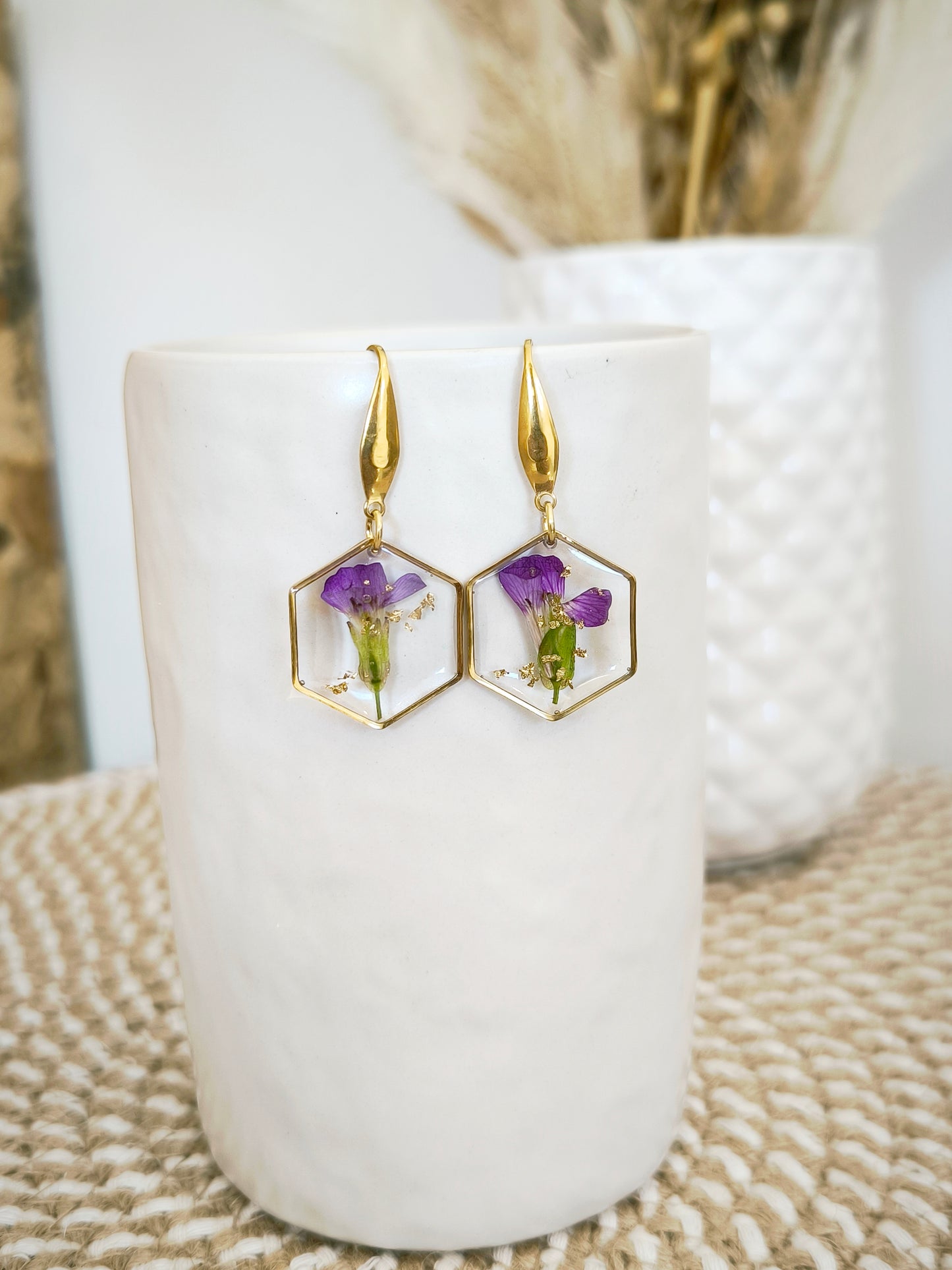Boucles d'oreilles Hexagones : Aubriète