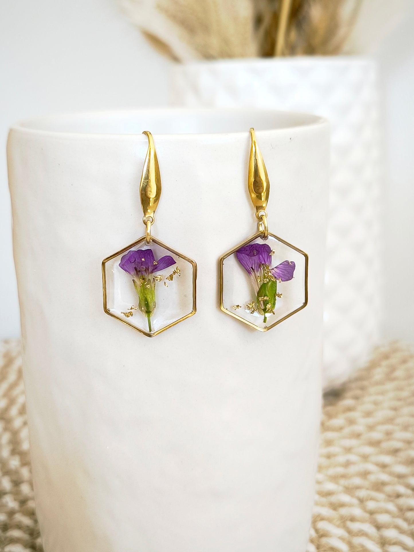 Boucles d'oreilles Hexagones : Aubriète