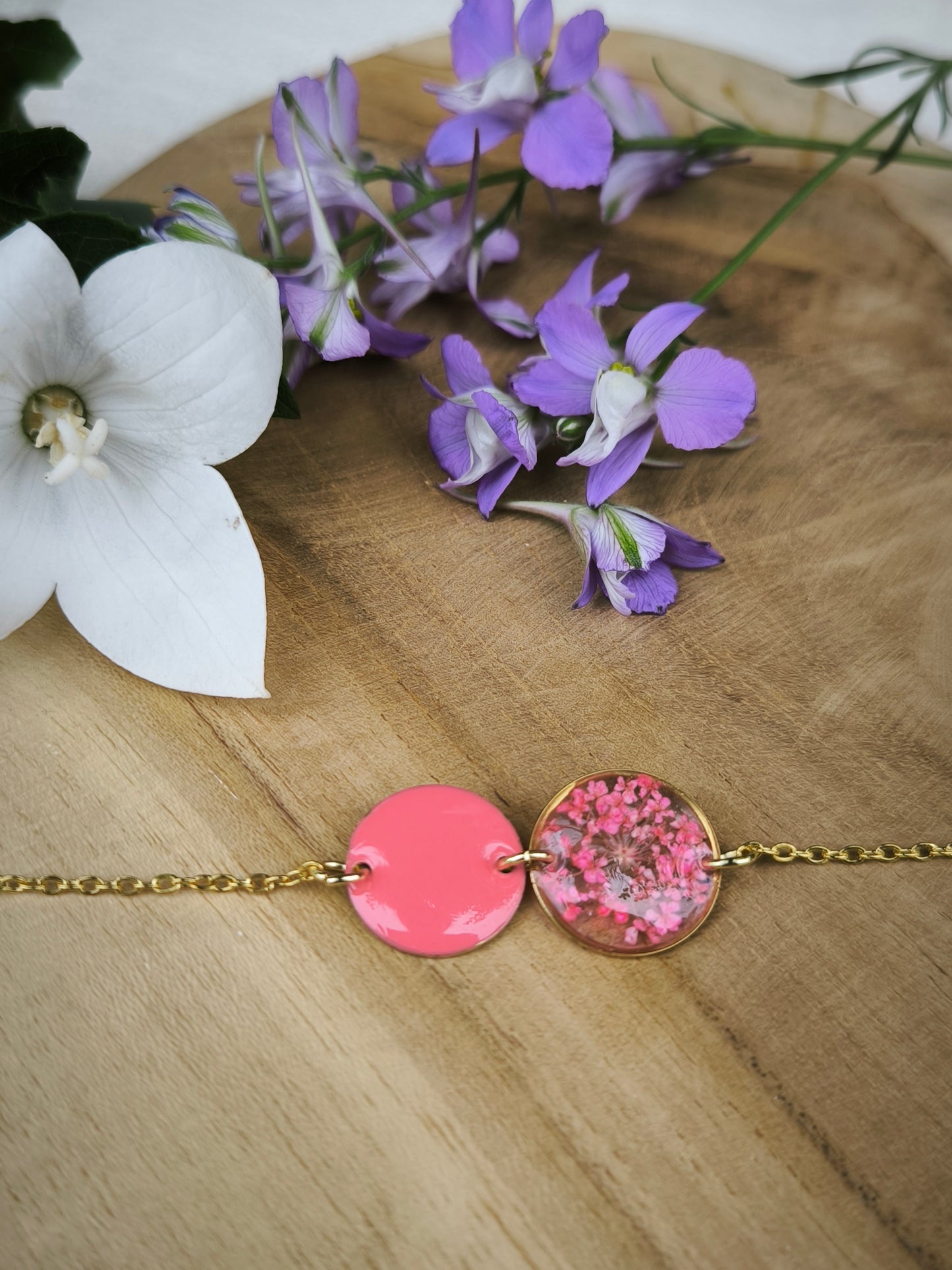 Bracelets fleuris résine et émail : Ronde pop - Divers coloris