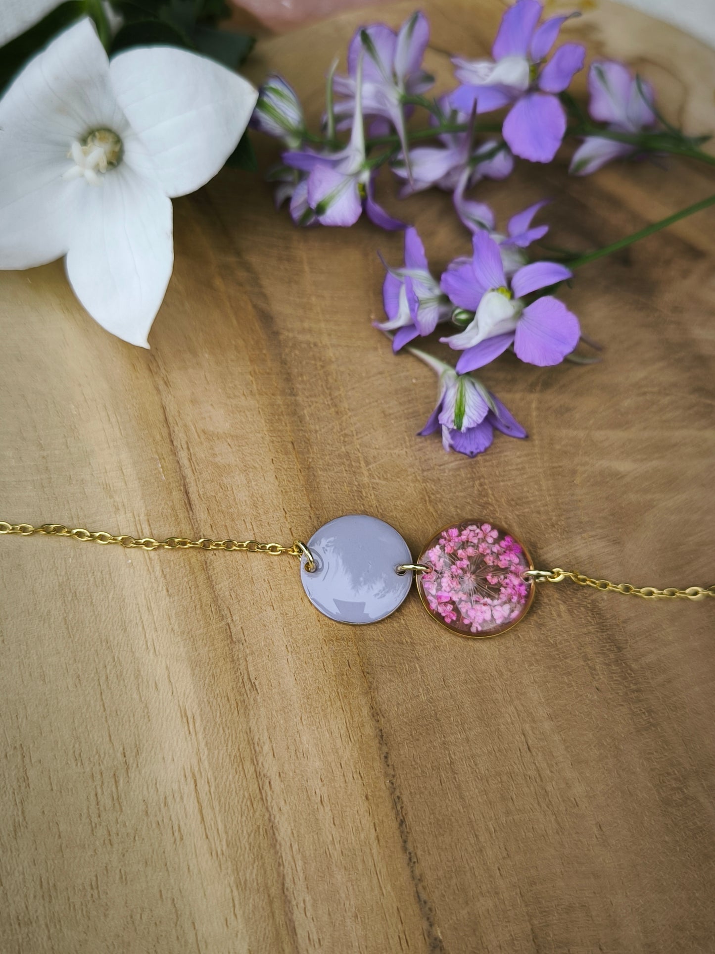 Bracelets fleuris résine et émail : Ronde pop - Divers coloris