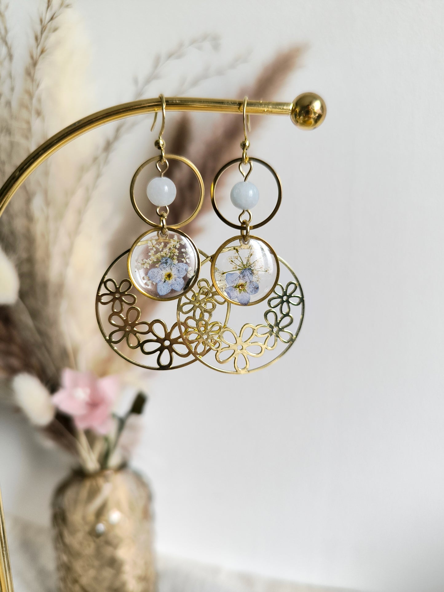 Boucles d'oreilles rondes : Bouquet marin