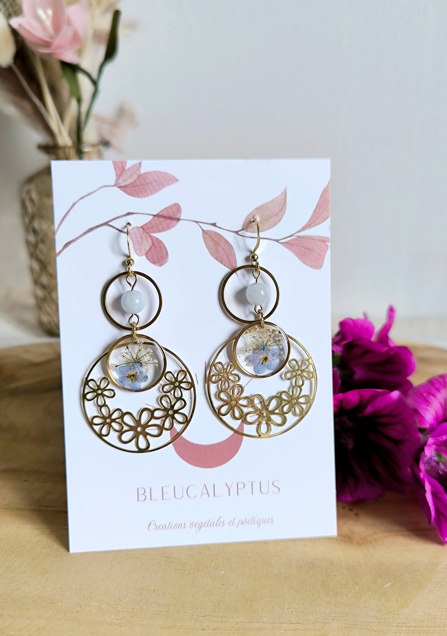 Boucles d'oreilles rondes : Bouquet marin