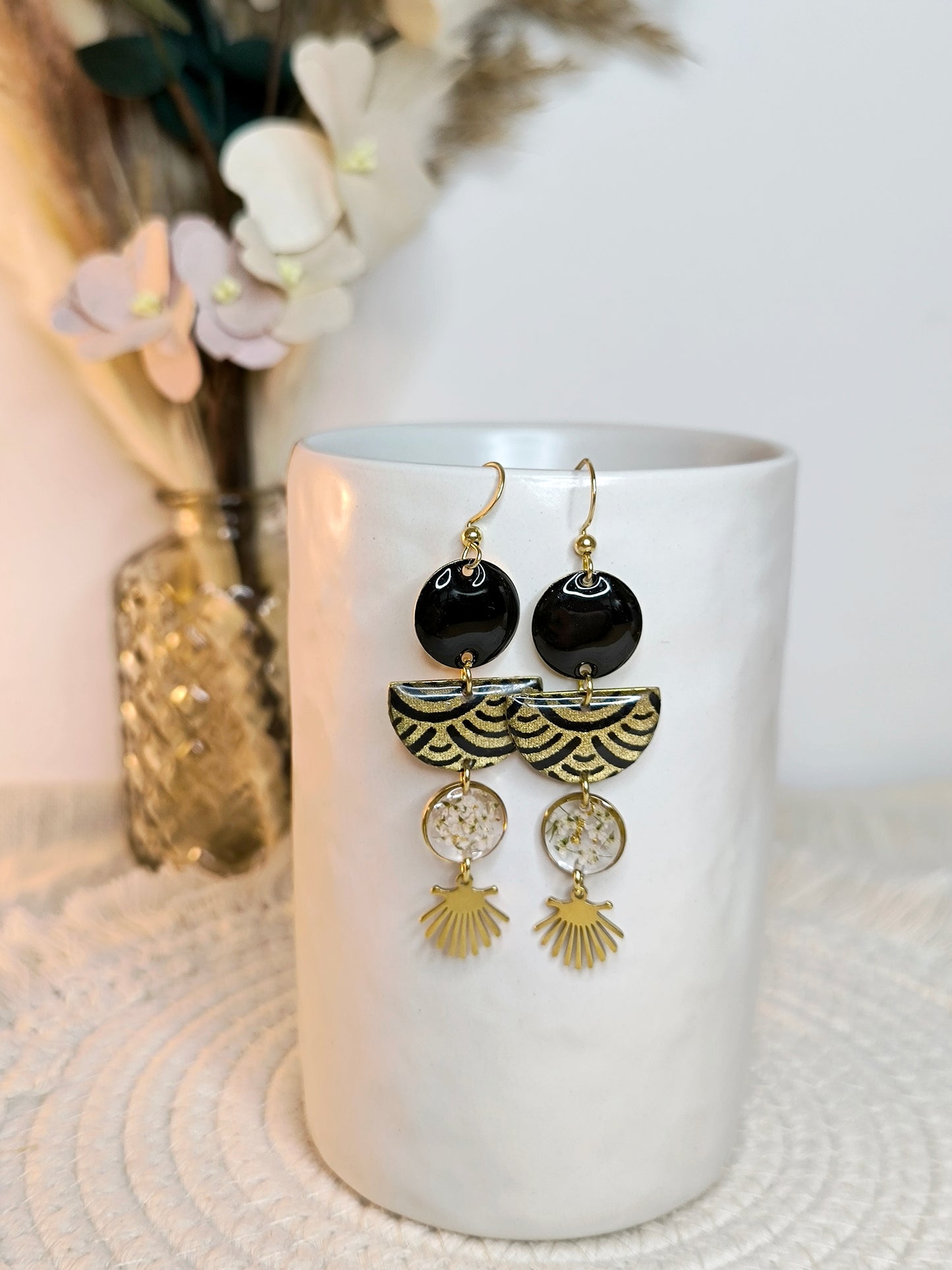 Boucles d'oreilles florales : Geisha d'or