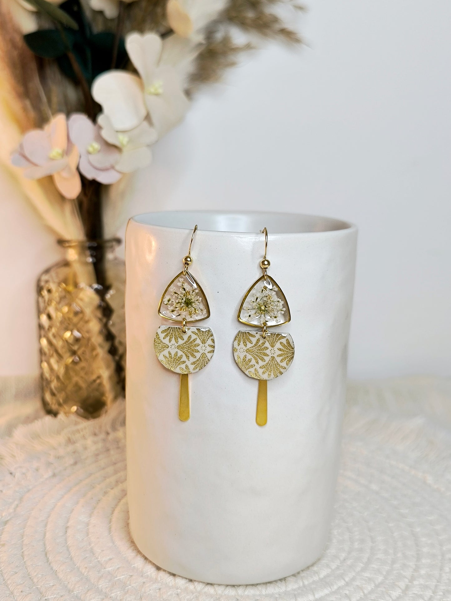 Boucles d'oreilles florales : Orée des rêves : blanc