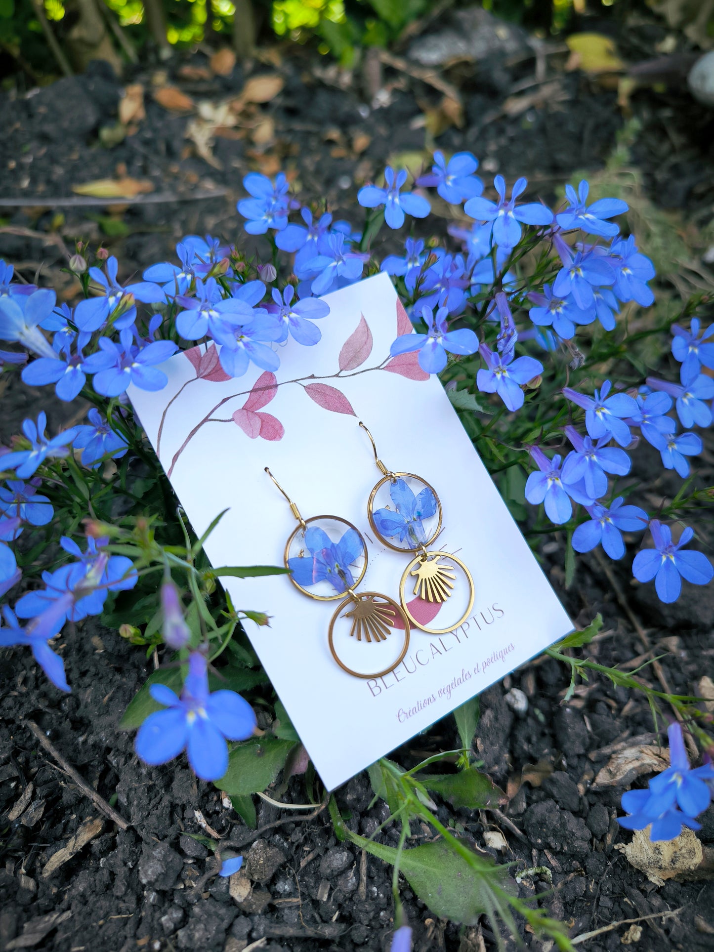 Boucles d'oreilles florales : Souvenir de Lobélie bleue