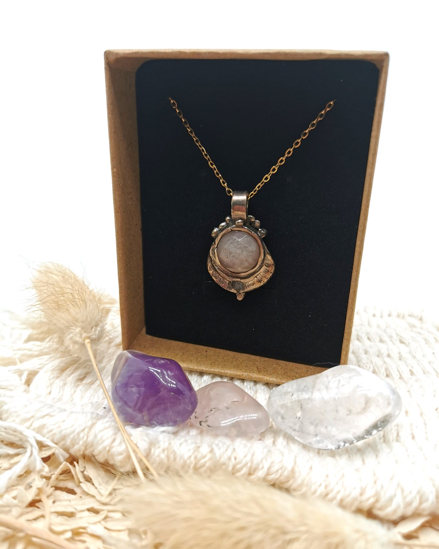 Collier FREYA en bronze et pierre de Lune