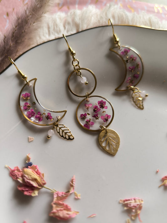 Boucles d'oreilles trio : Les phases de la lune