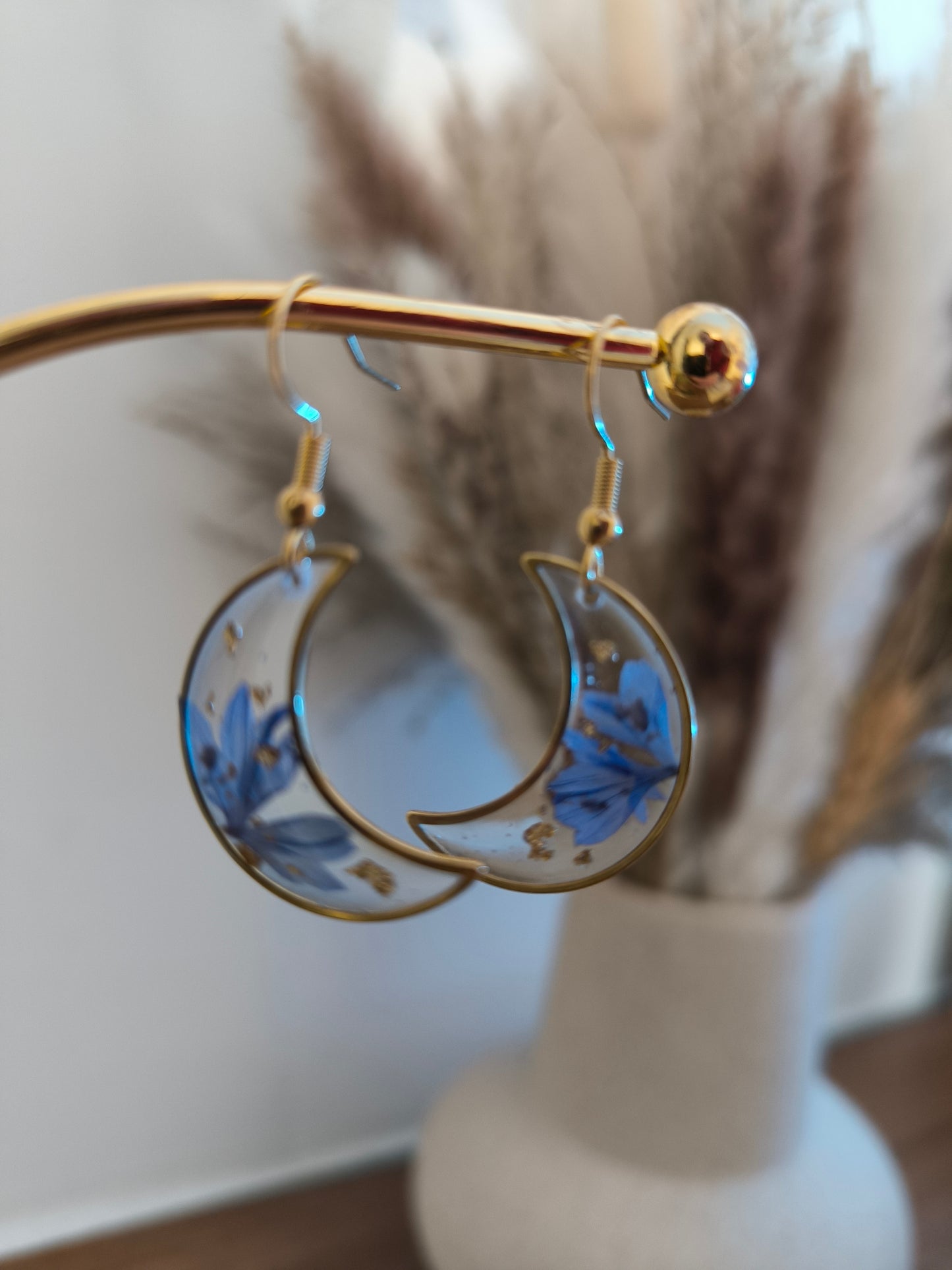 Boucles d'oreilles : Lune de bleuet