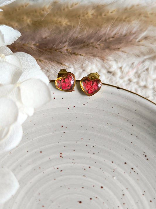 Boucles d'oreilles puces  : Cœur de carotte rouge