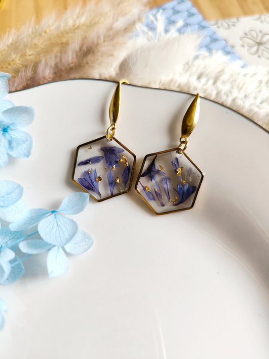 Boucles d'oreilles mosaïque - bleuet