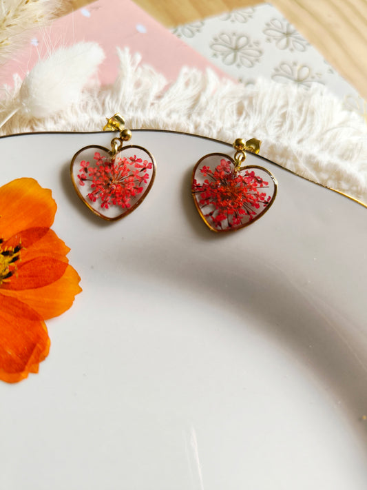 Boucles d'oreilles : Cœur de carotte rouge