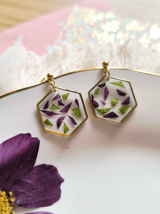 Boucles d'oreilles mosaïque florale