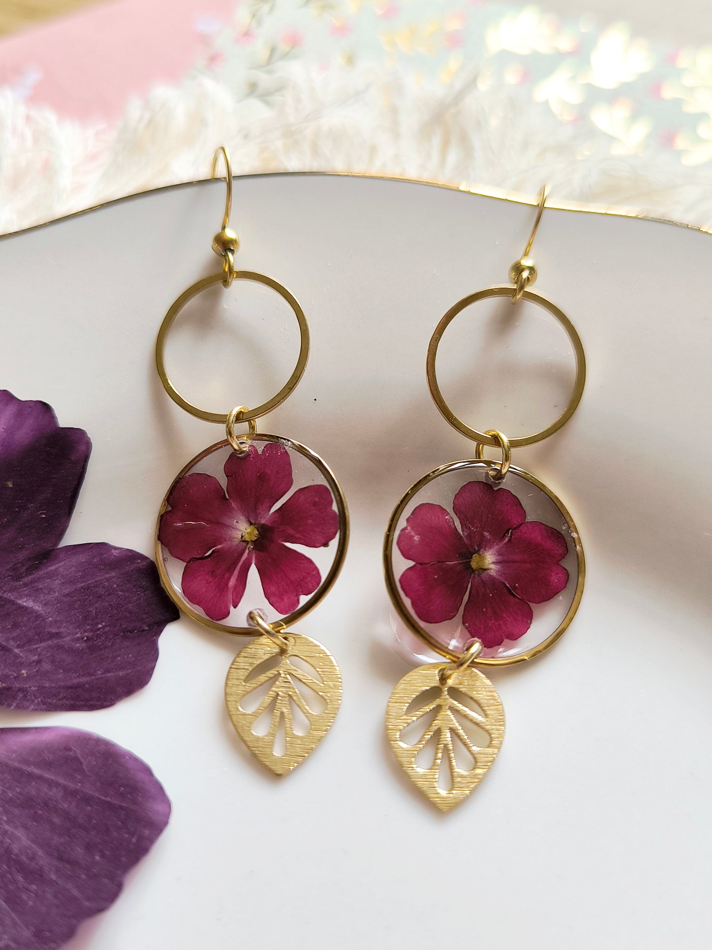 Boucles d'oreilles: Bouquet de verveine