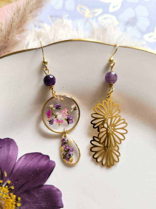 Boucles d'oreilles asymétriques : Le bouquet d'Alysse