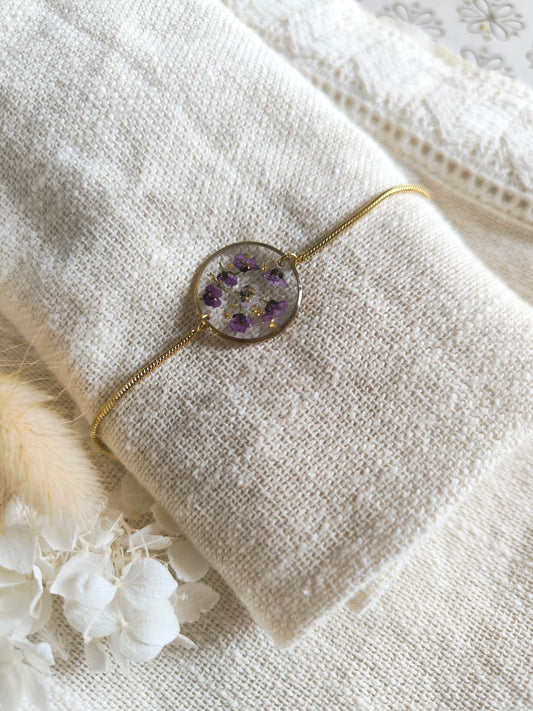 Bracelet médaillon rond : Alysse violette