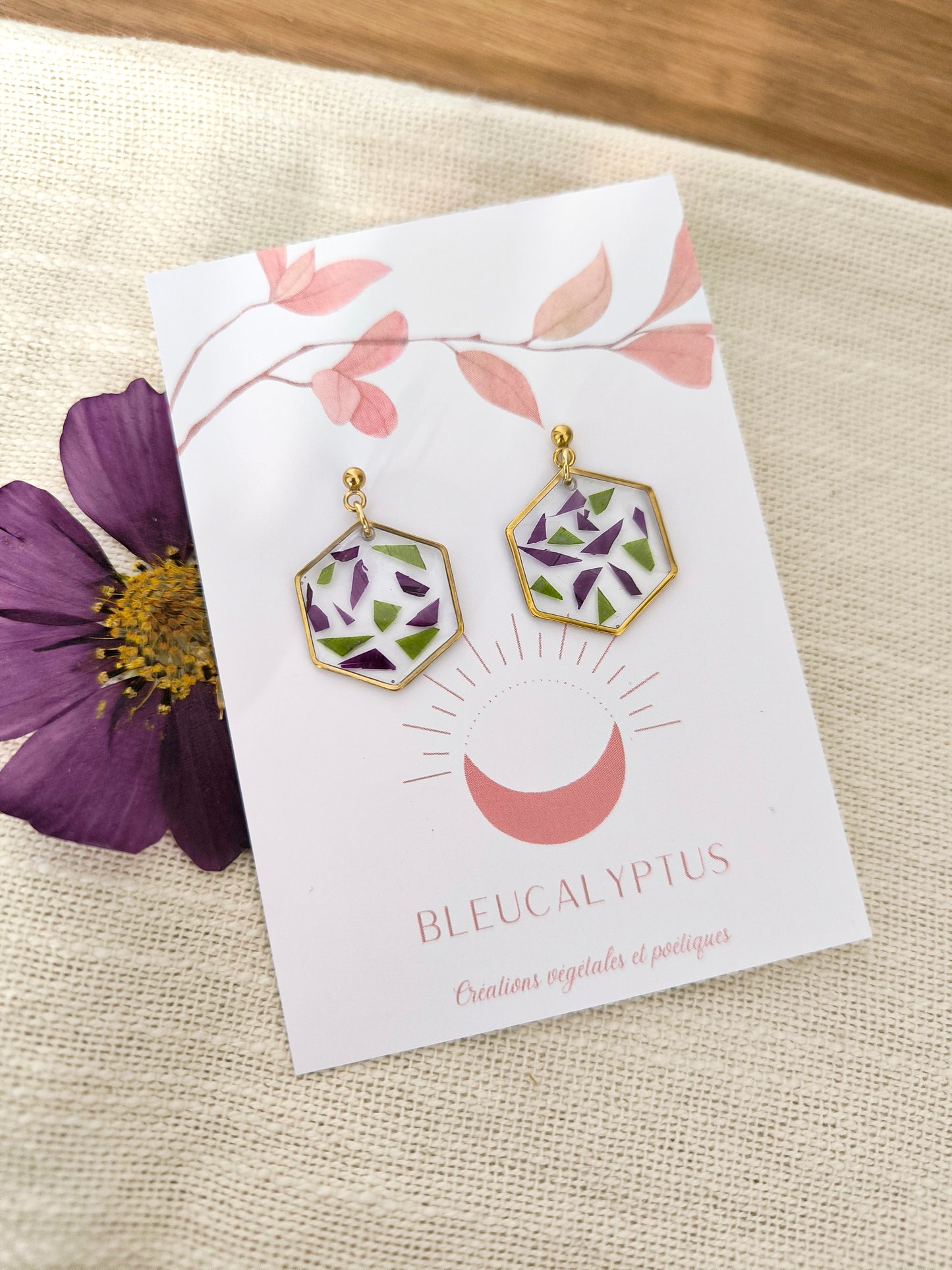 Boucles d'oreilles mosaïque florale