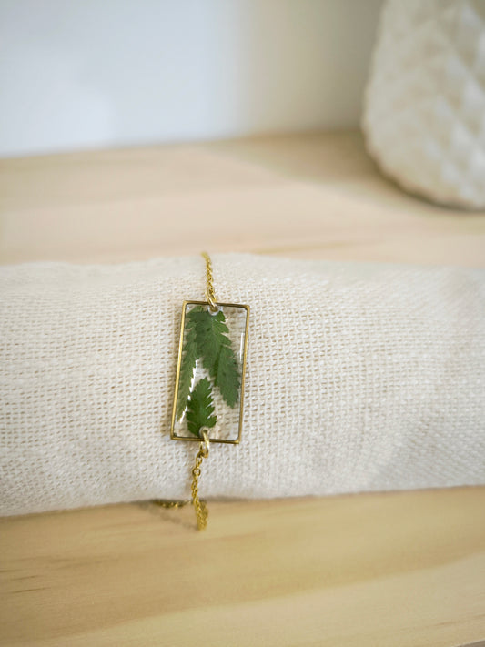 Bracelet médaillon rectangle : Fougère