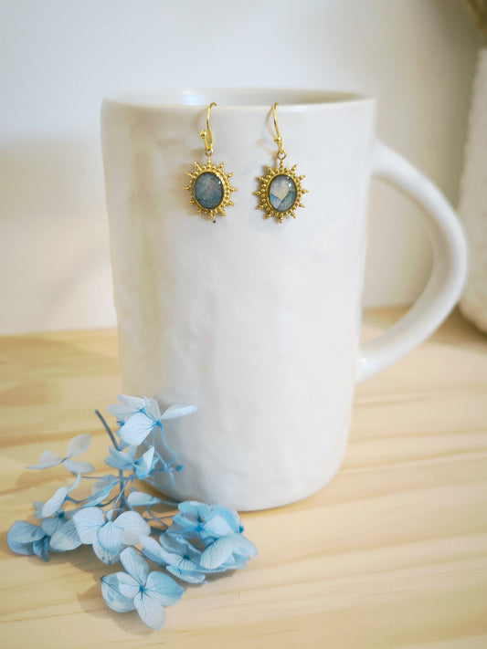 Boucles d'oreilles florales : Eclipse florale - bleu