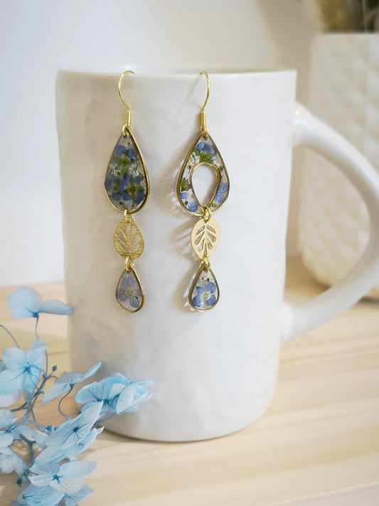 Boucles d'oreilles florales : Goutte d'eau florale