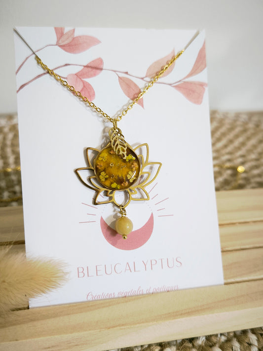 Grand Collier sautoir lotus : jaune orangé