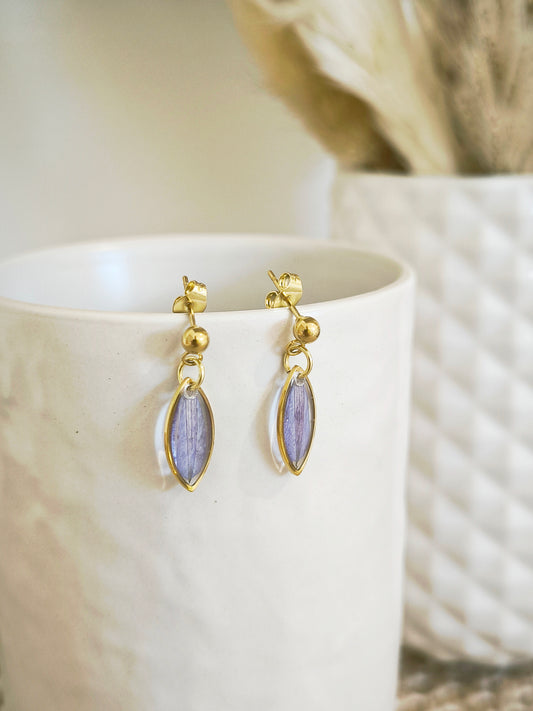 Mini Boucles d'oreilles florales : Scaevola