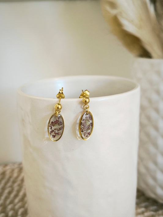 Mini Boucles d'oreilles florales : Fleur de carotte