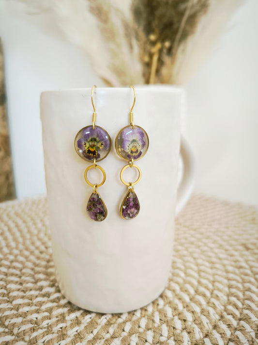 Boucles d'oreilles bohèmes pendantes  : Jolie pensée