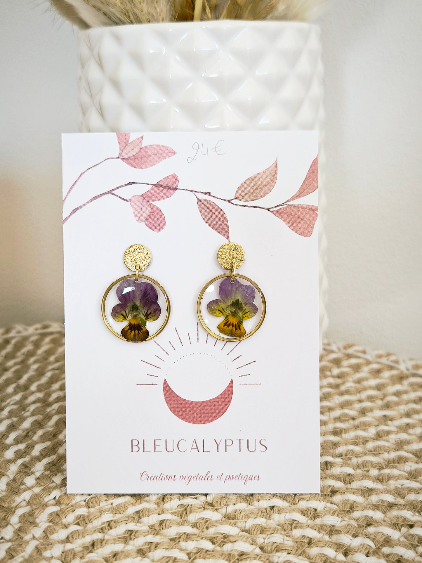 Boucles d'oreilles rondes : Pensée