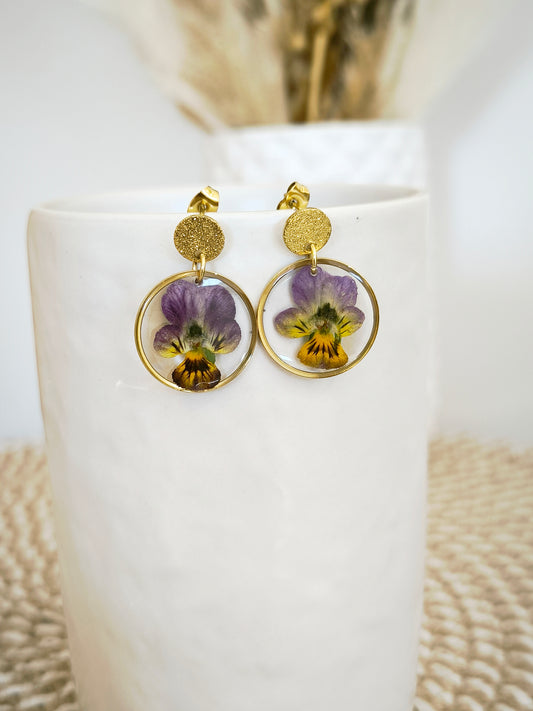 Boucles d'oreilles rondes : Pensée