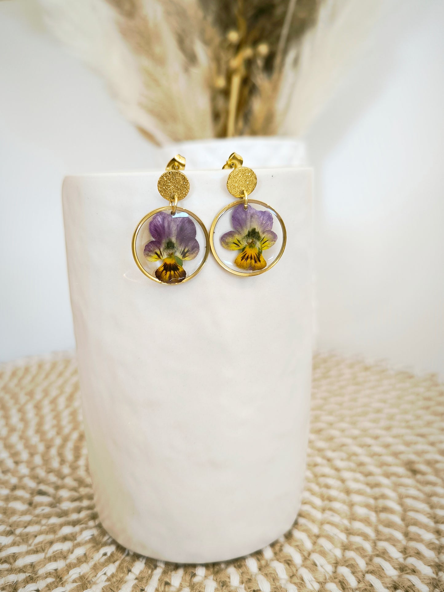 Boucles d'oreilles rondes : Pensée