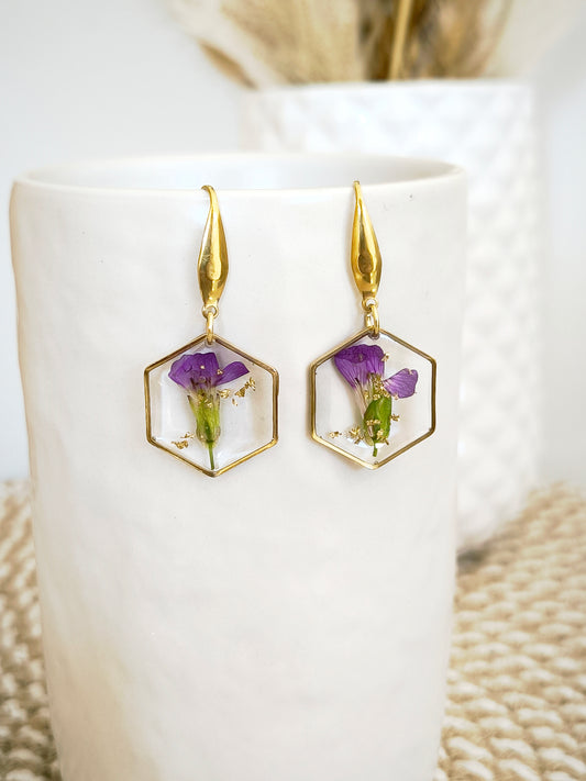 Boucles d'oreilles Hexagones : Aubriète